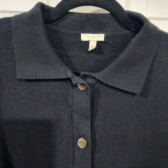 Talbots Black Front Button Down Cardigan with Collar in Size XL - Picture 3 of 12